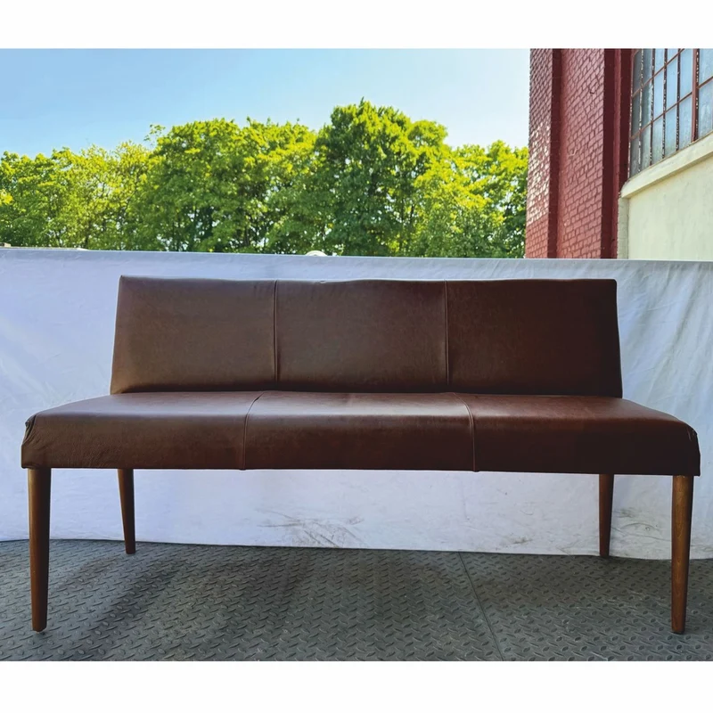 Casa Padrino Luxus Leder Sitzbank Braun 160 cm - Leder Möbel