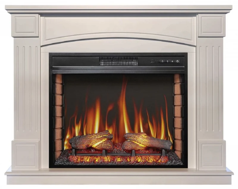 Casa Padrino Barock LED Elektrokamin Weiß 114 x 34 x H. 90,3 cm