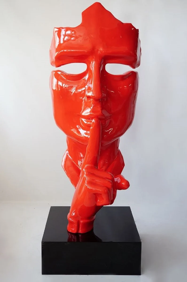 Casa Padrino XXL Deko Skulptur Rot / Schwarz H. 190 cm