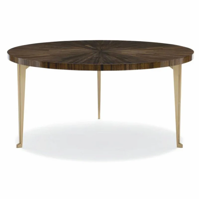 Casa Padrino Luxus Couchtisch Braun / Gold Ø 96 cm - Runder Wohnzimmertisch