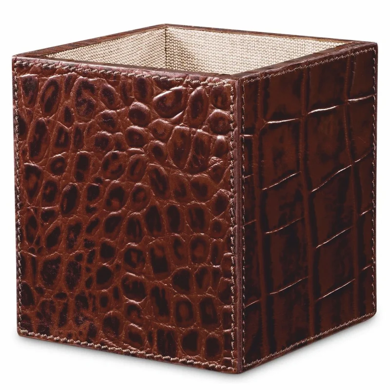 Casa Padrino Luxus Echtleder Schreibtisch Set Antik Braun - Schreibtisch Accessoires