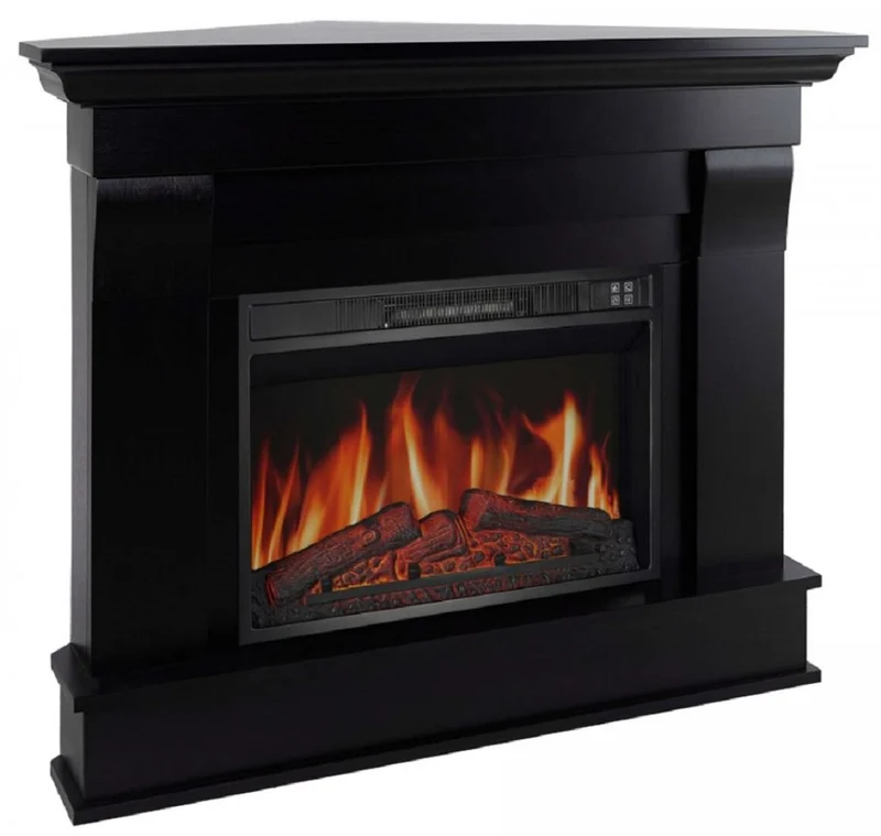 Casa Padrino Barock LED Elektro Eckkamin Schwarz 110 x 70 x H. 90,6 cm
