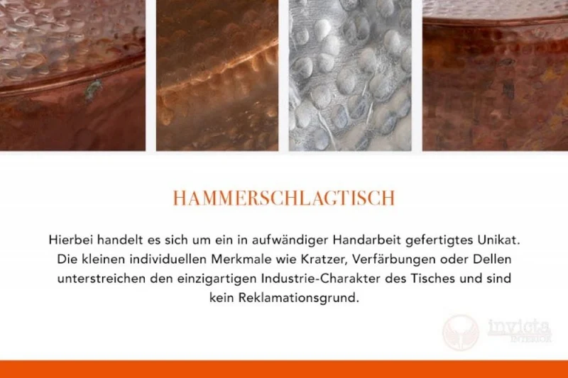 Couchtisch MARTELLO No.1 Aluminium ca.60cm kupfer Hammerschlag