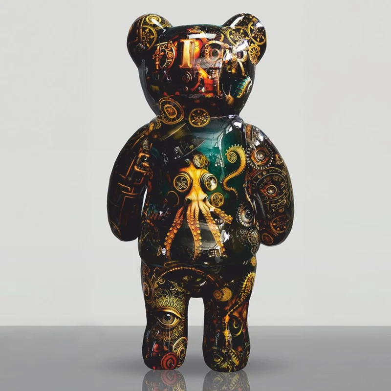 Casa Padrino XXL Deko Skulptur Teddybär Bunt H. 140 cm - Große Deko Figur