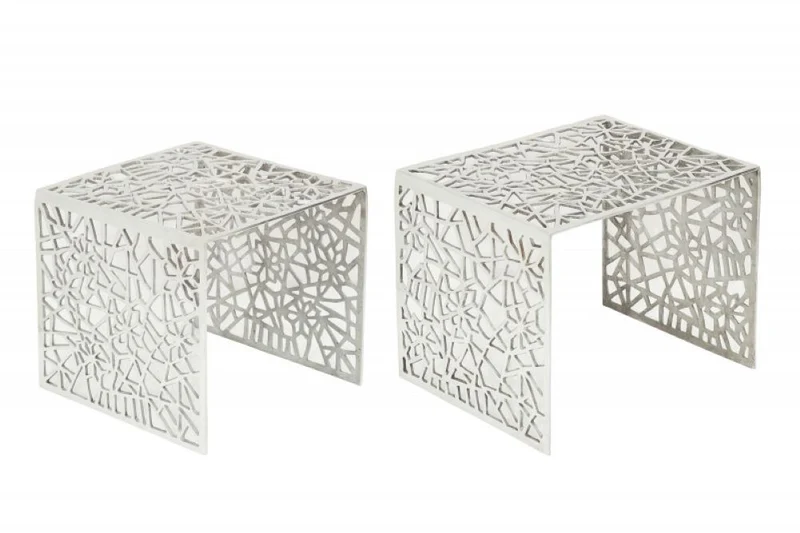 Design Couchtisch 2er Set RIAS Aluminium ca.49cm silber