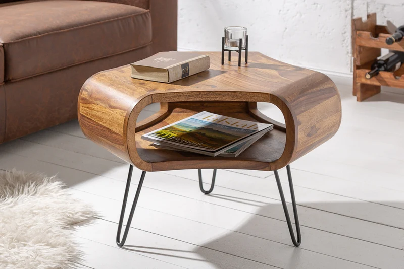 Design Couchtisch LIVE-RANIC ca.70cm Palisander Metallbeine