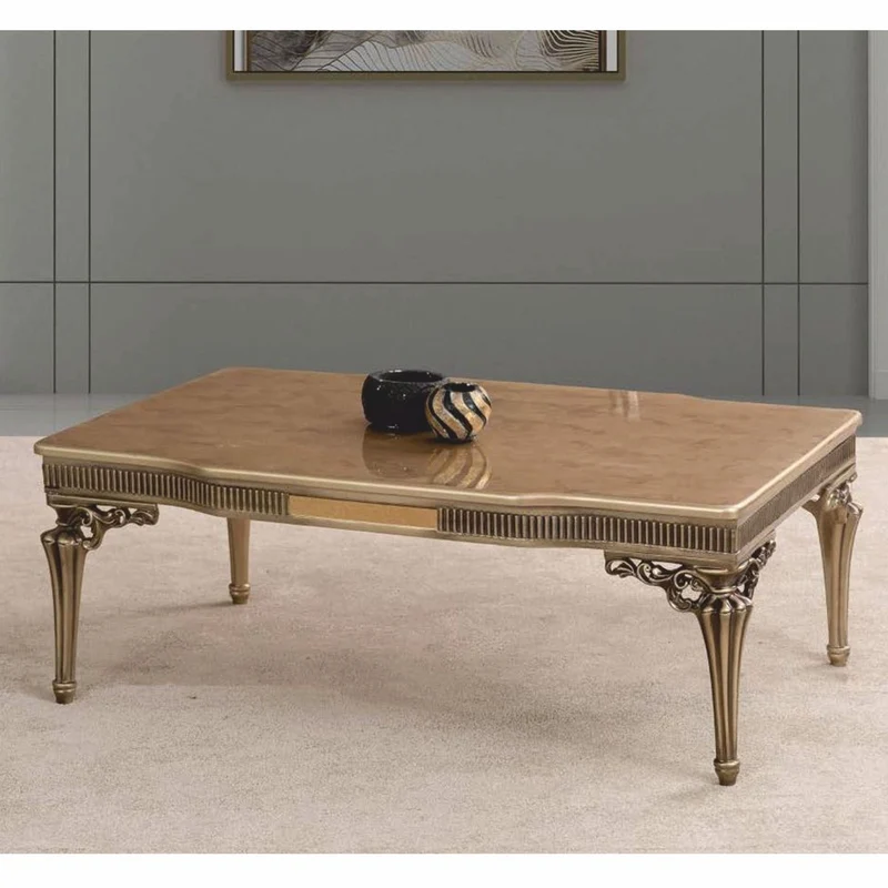 Casa Padrino Luxus Barock Massivholz Couchtisch Gold 120 cm - Barock Wohnzimmer Möbel