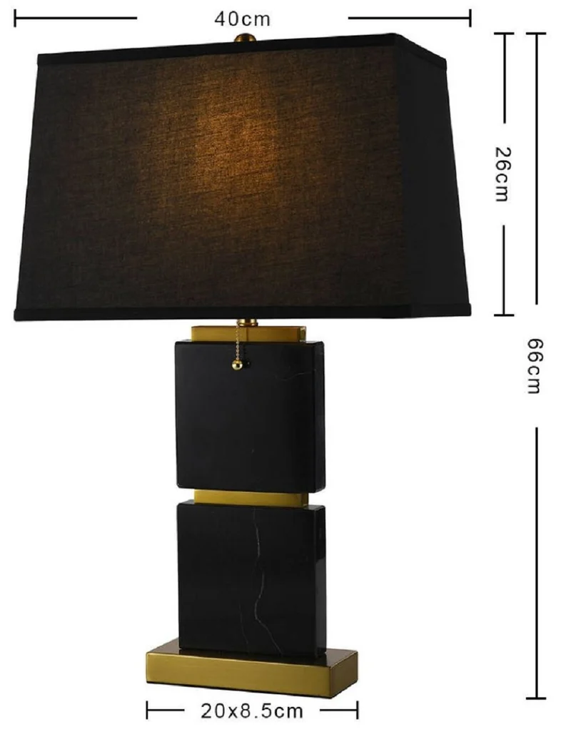 Casa Padrino Luxus Marmor Tischleuchte Schwarz / Gold H. 66 cm