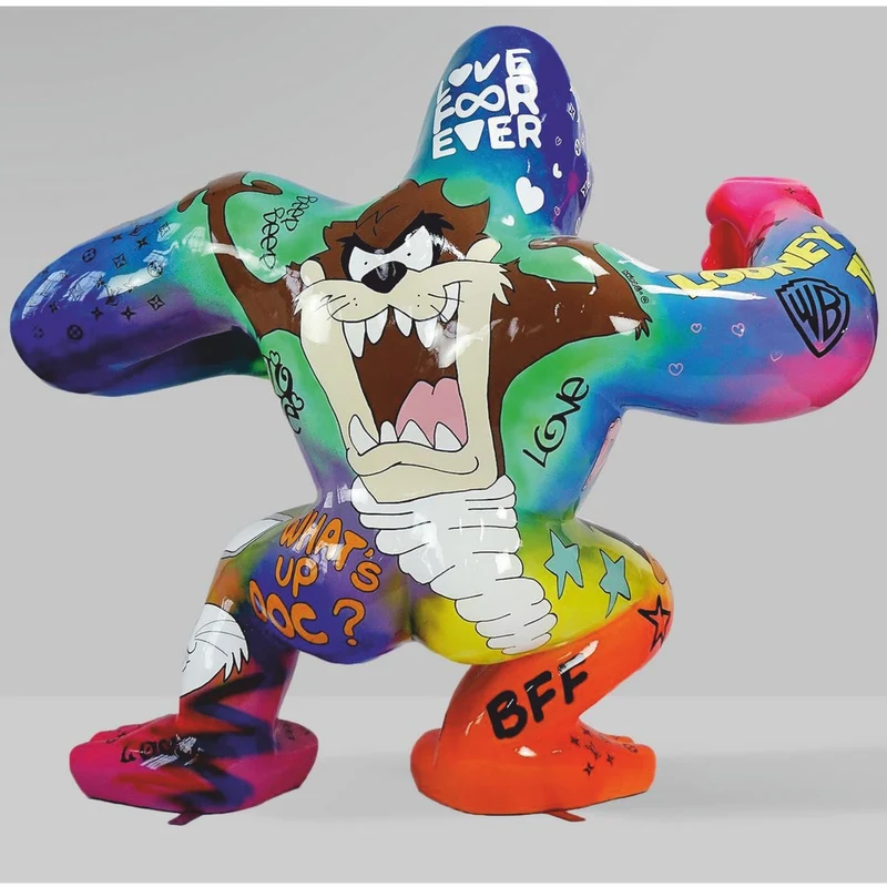 Casa Padrino XXL Deko Skulptur Gorilla Affe Bunt H. 180 cm - Garten Deko Figur