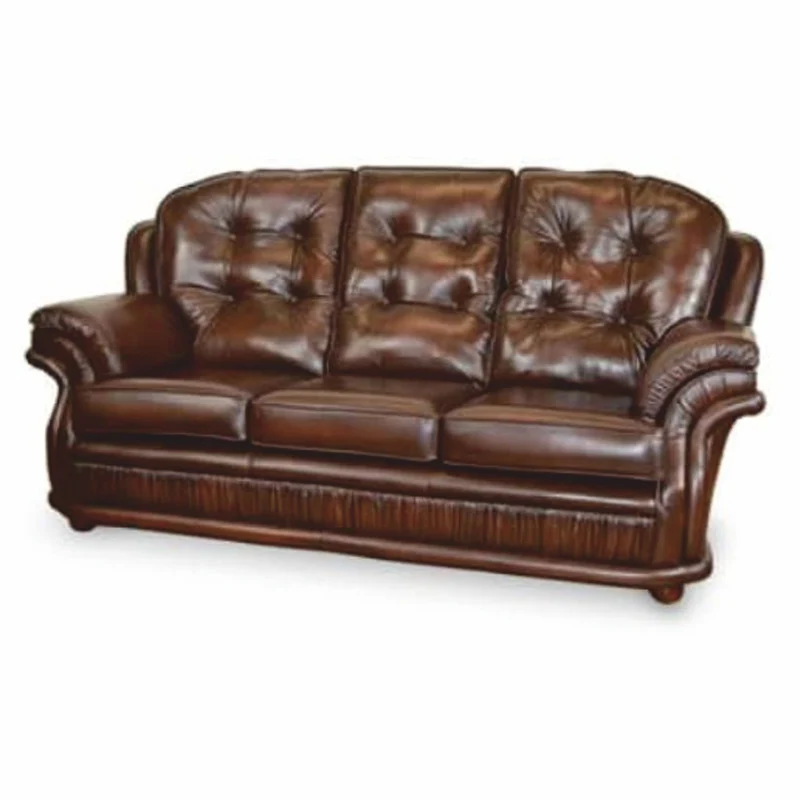 Casa Padrino Luxus Chesterfield Leder 3er Sofa Dunkelbraun 193 cm - Echtleder Möbel