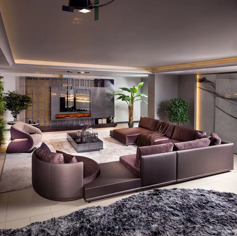 Casa Padrino Modulares Luxus Wohnzimmer Ecksofa Lila 420 cm