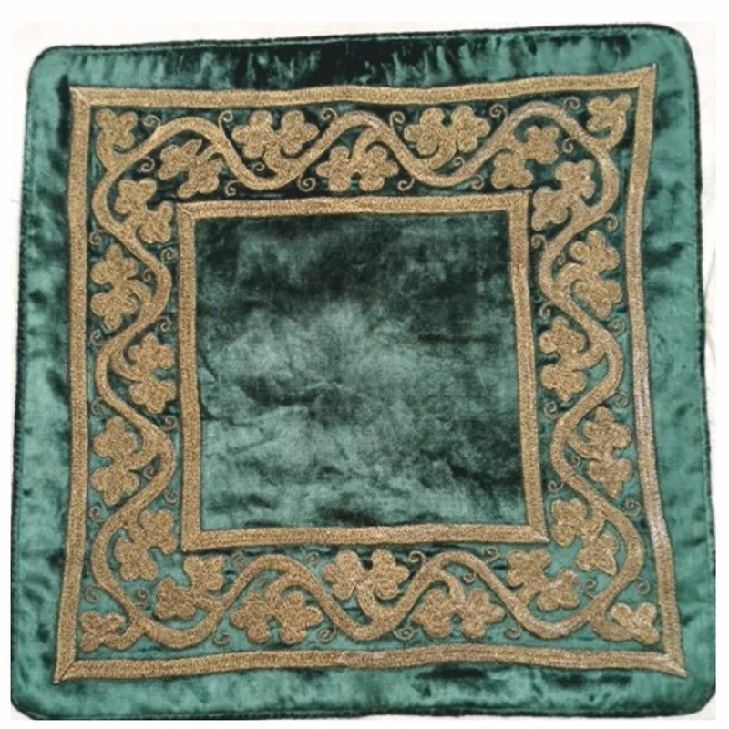 Casa Padrino Luxus Barock Seidensamt Deko Kissen Grün / Braun 45 x 45 cm