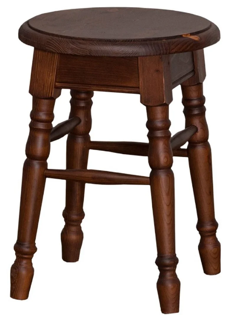 Casa Padrino Landhausstil Hocker Braun 35 x 35 x H. 45 cm - Massivholz Sitzhocker im Landhausstil