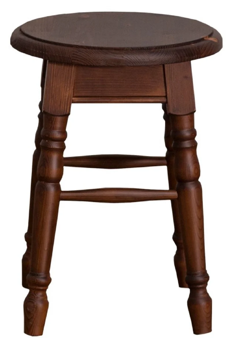 Casa Padrino Landhausstil Hocker Braun 35 x 35 x H. 45 cm - Massivholz Sitzhocker im Landhausstil