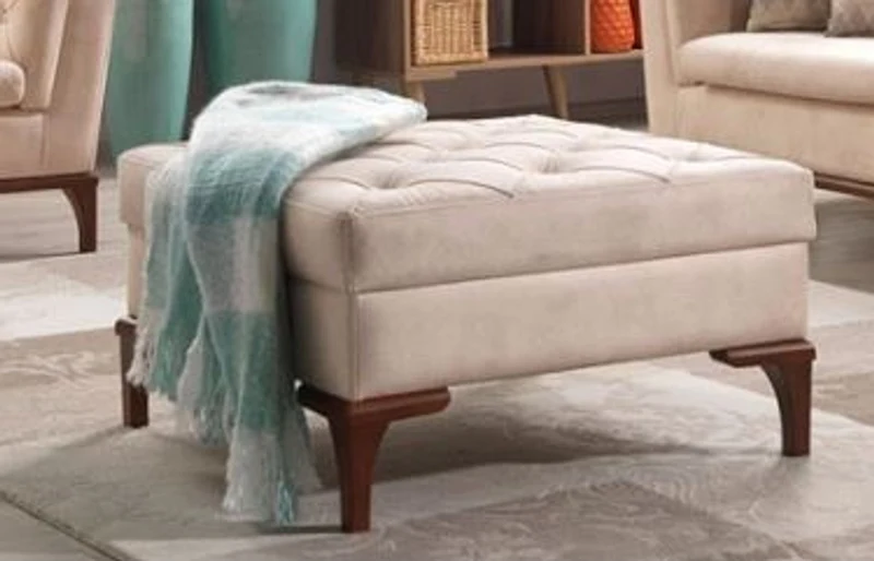 Casa Padrino Designer Club Hocker Paris Creme im Chesterfield Design - 80 x 80 x H 43 cm