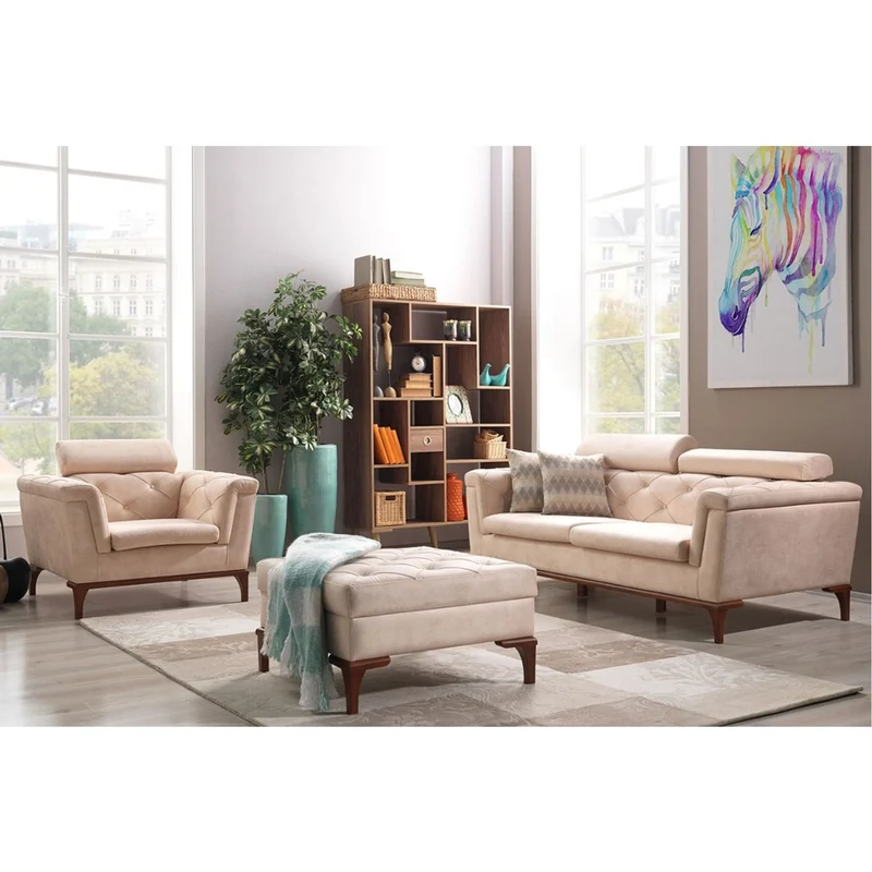 Casa Padrino Designer Club Hocker Paris Creme im Chesterfield Design - 80 x 80 x H 43 cm