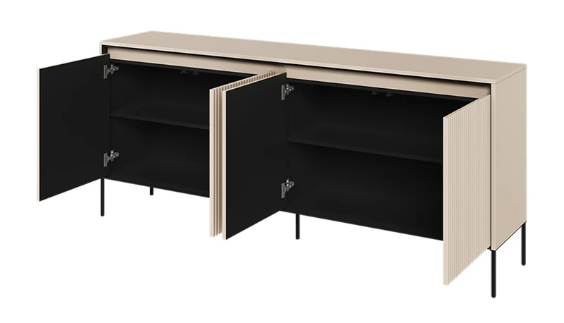 Niedriger vier­türiger Trend-Kommode 193 cm mit LED Beige