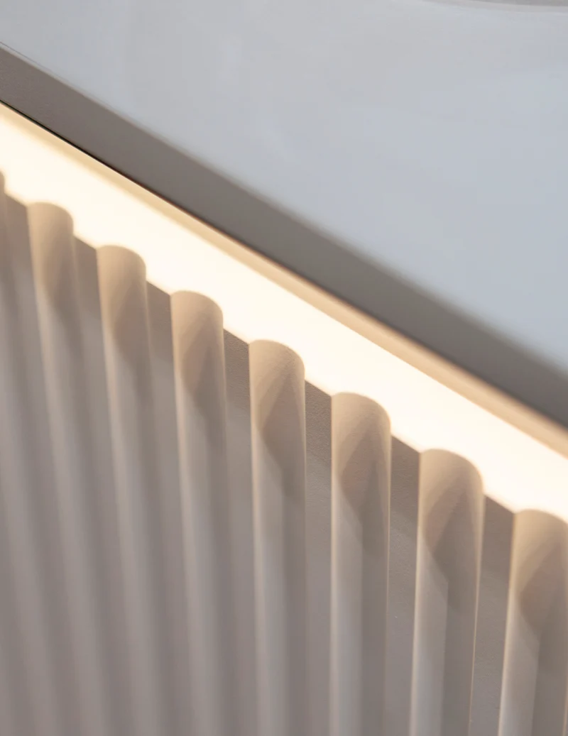 Zweiturige Kommode Trend 166 cm mit drei Schubladen und LED Weiß