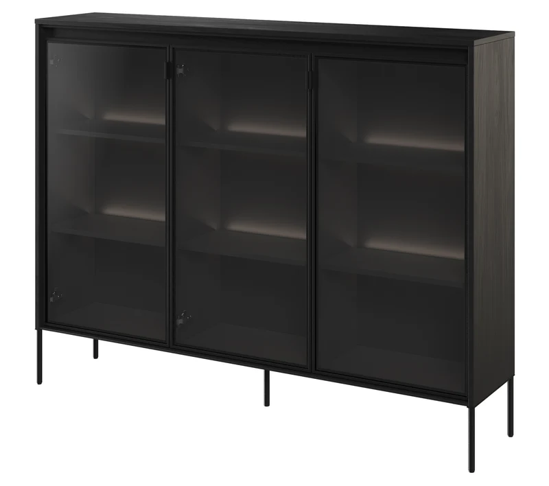 Drehtürenschrank Trend 150 cm mit LED Schwarz