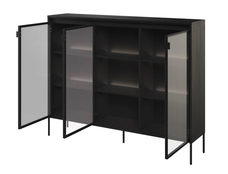 Drehtürenschrank Trend 150 cm mit LED Schwarz