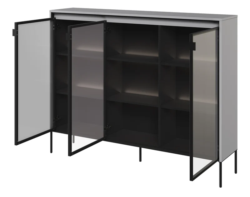 Drehtürenschrank Trend 150 cm mit LED Grau