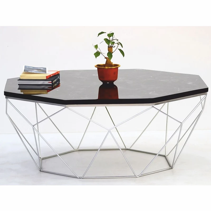 Casa Padrino Luxus Couchtisch Schwarz / Silber 90 cm - Hotel & Wohnzimmer Möbel