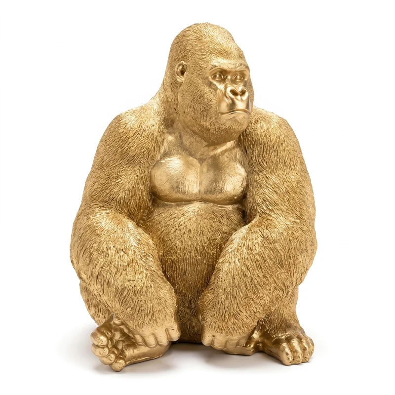 Casa Padrino Deko Skulptur Gorilla Gold H. 75 cm - Luxuriöse Tierfigur aus Glasfaserlaminat