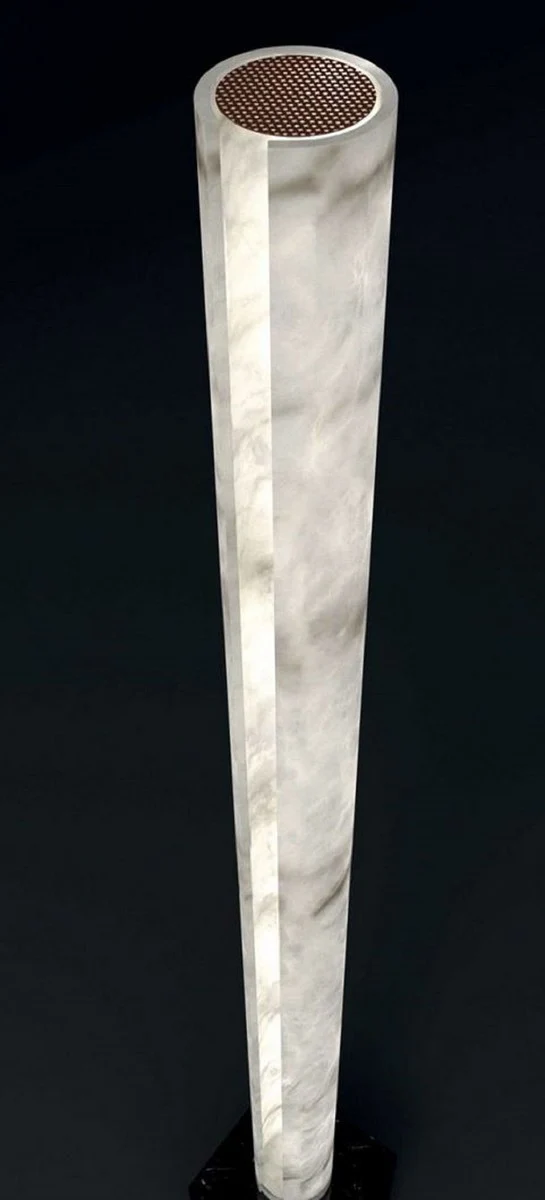 Casa Padrino Luxus LED Stehleuchte Alabaster / Schwarz H. 185 cm - Made in Italy