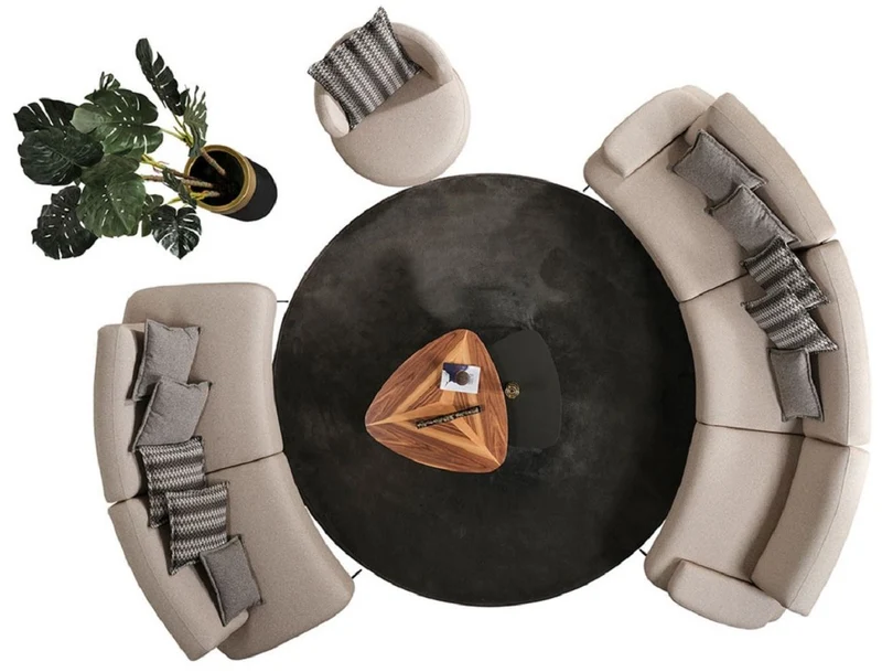 Casa Padrino Luxus Sessel Beige / Schwarz Ø 95 x H. 88 cm