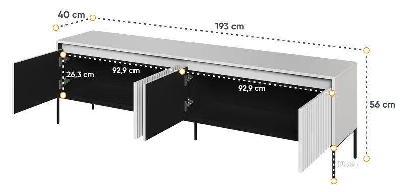 TV-Schrank Trend 193 cm mit LED Weiß