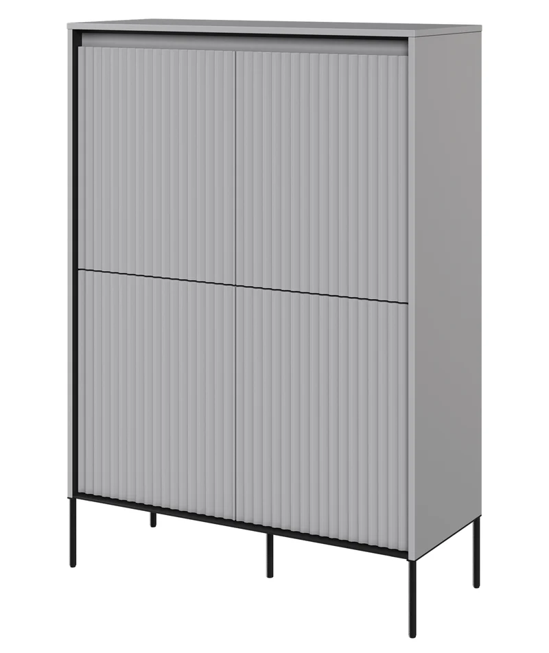 Vier­tü­rige Kommode Trend, hoch, 98 cm, mit LED, Grau