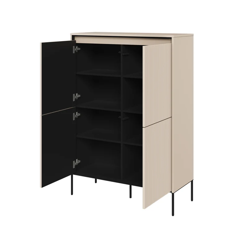 Hohe vierflügelige Kommode Trend 98 cm mit LED Beige