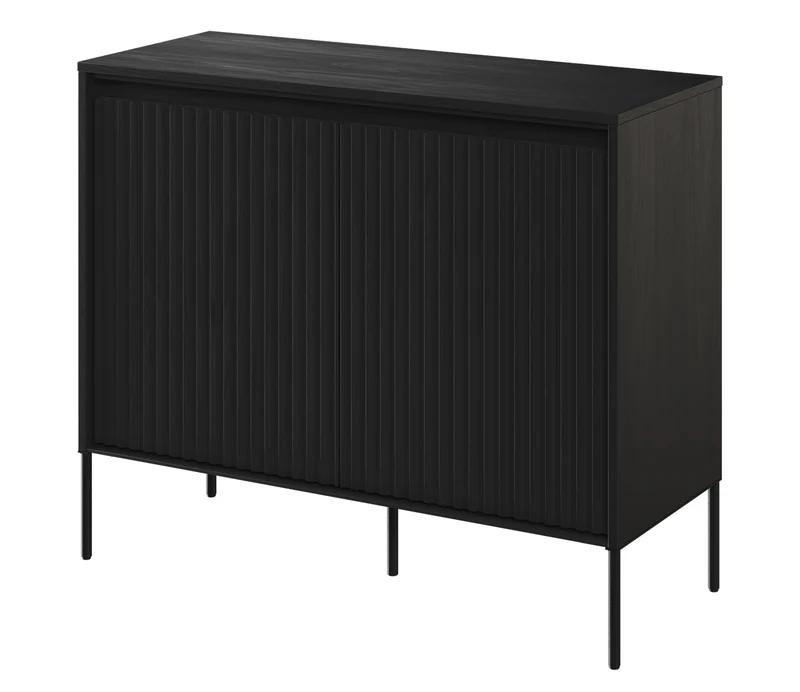 Trend 98 cm zweittürige Kommode mit LED Schwarz