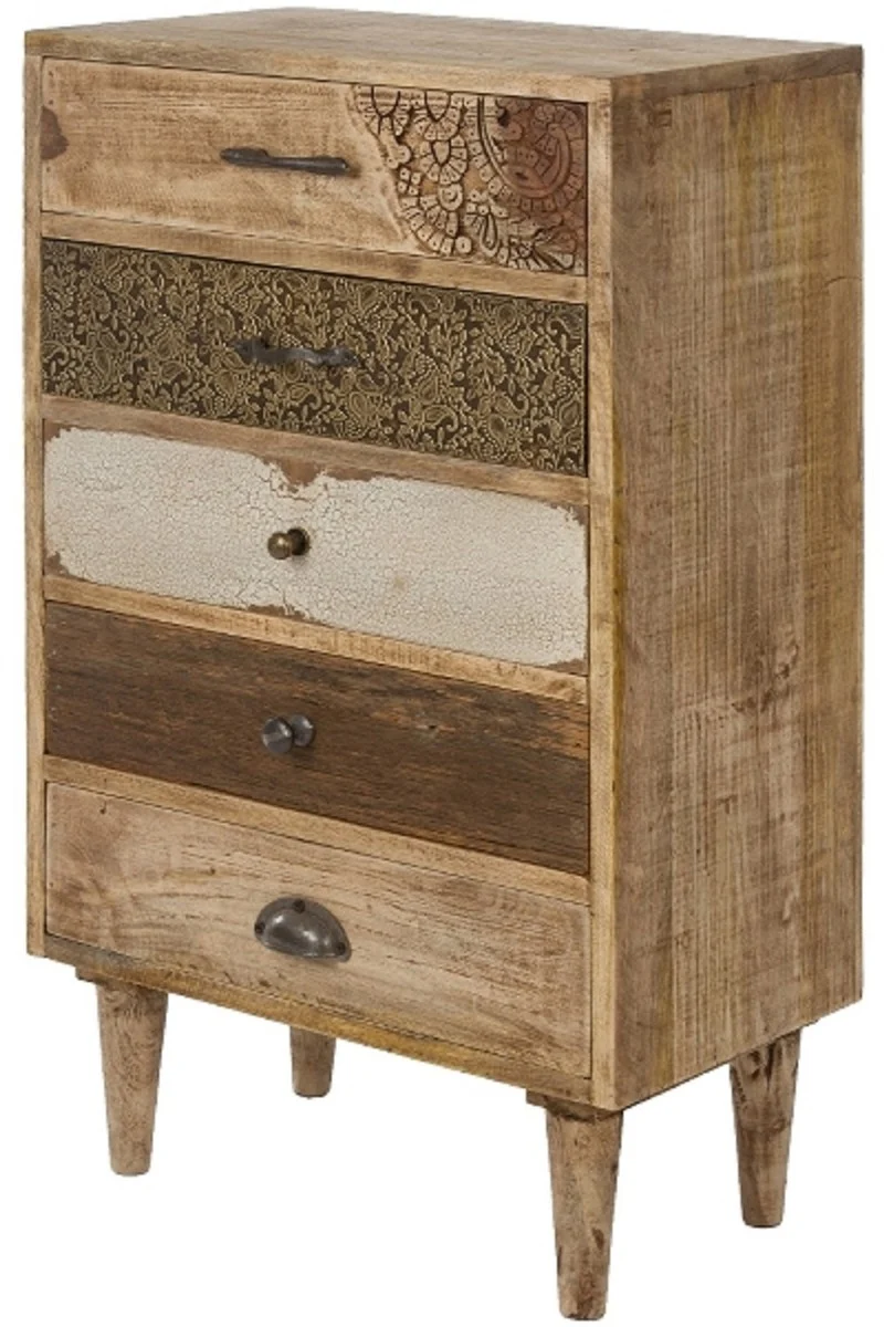 Casa Padrino Landhausstil Kommode mit 5 Schubladen Naturfarben / Mehrfarbig 48 x 27 x H. 80 cm - Landhausstil Möbel