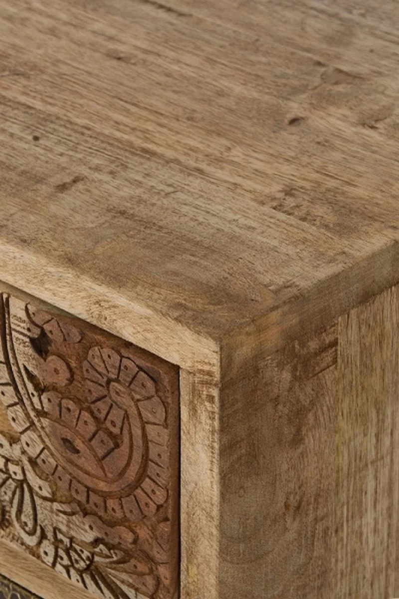 Casa Padrino Landhausstil Kommode mit 5 Schubladen Naturfarben / Mehrfarbig 48 x 27 x H. 80 cm - Landhausstil Möbel