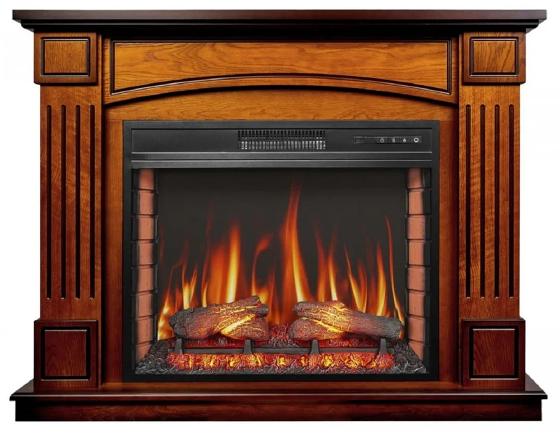 Casa Padrino Barock LED Elektrokamin Braun 114 x 34 x H. 90,3 cm