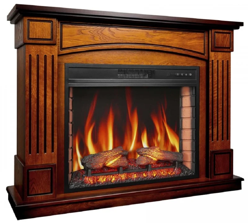 Casa Padrino Barock LED Elektrokamin Braun 114 x 34 x H. 90,3 cm