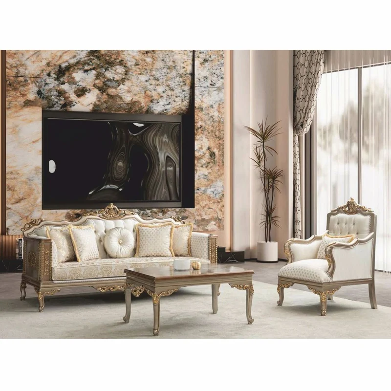 Casa Padrino Luxus Barock Sessel Creme / Grau / Gold H. 120 cm - Barock Möbel
