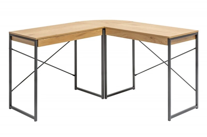 Moderner Eck-Schreibtisch DION 130cm Schubladen Eichenoptik