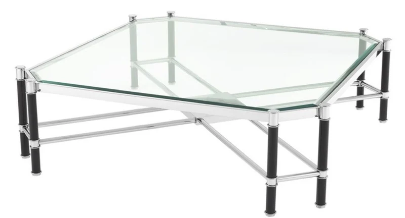 Casa Padrino Luxus Couchtisch Silber / Schwarz 115 x 115 x H. 35 cm - Luxus Wohnzimmermöbel