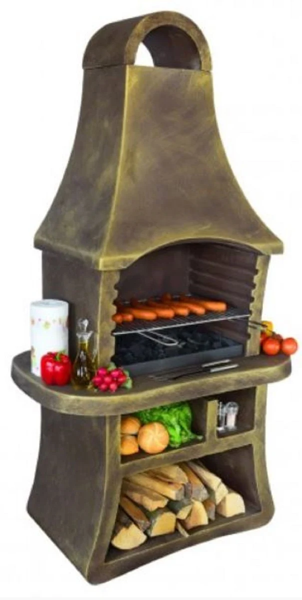 Casa Padrino Luxus Gartengrill Antik Braun 98 x 58 x H. 177 cm
