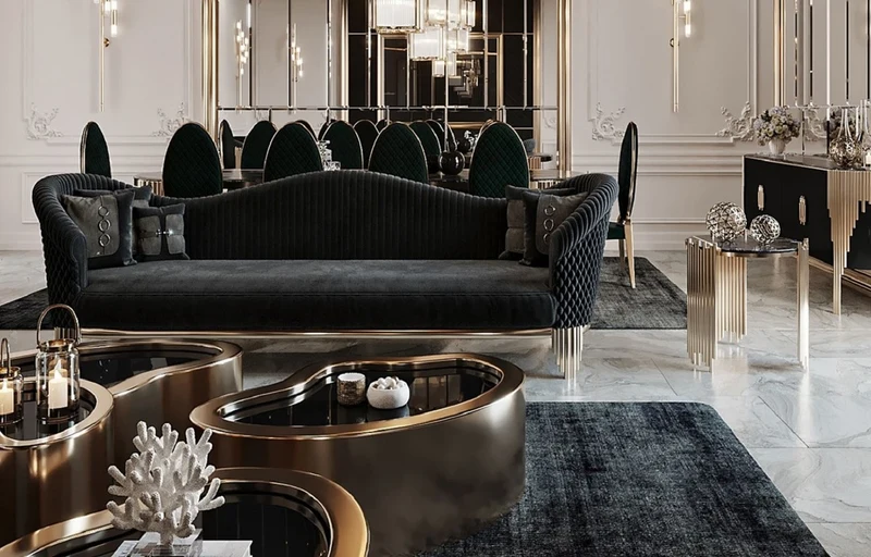 Casa Padrino Luxus Sofa Schwarz / Gold 260 x 88 x H. 88 cm - Modernes Wohnzimmer Sofa - Wohnzimmer & Hotel Möbel - Luxus Kollektion