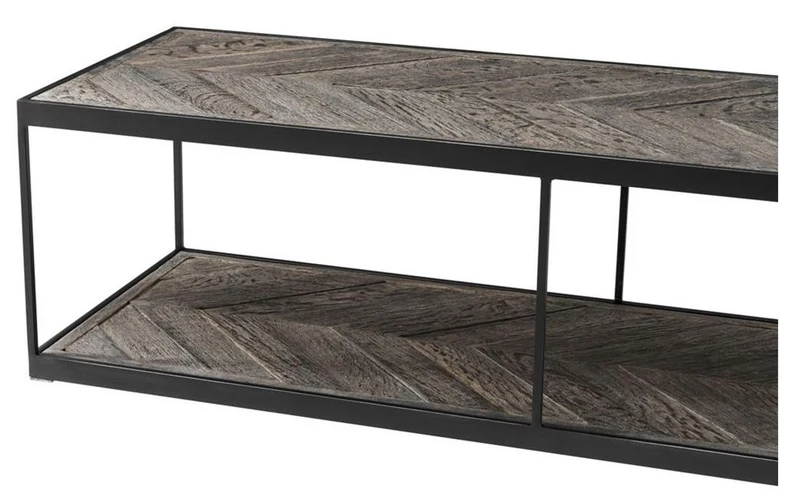 Casa Padrino Luxus Couchtisch aus verzinktem Stahl und verwittertem Eichenholz - Designer Wohnzimmertisch
