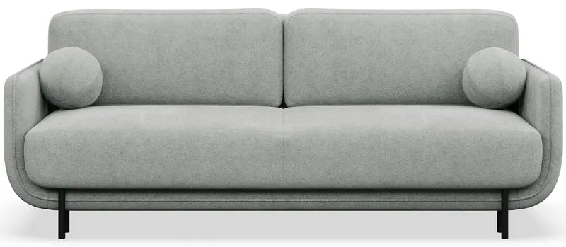 Dreisitziges ausklappbares Sofa Ovals in Hellgrau mit Flechtmuster