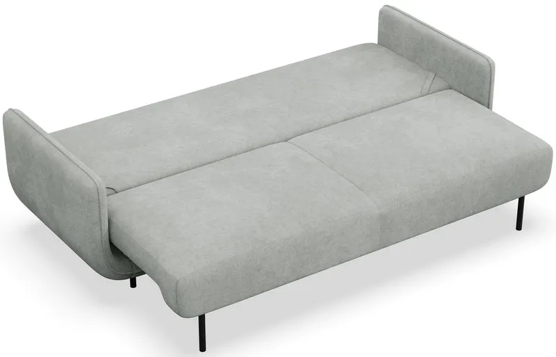 Dreisitziges ausklappbares Sofa Ovals in Hellgrau mit Flechtmuster
