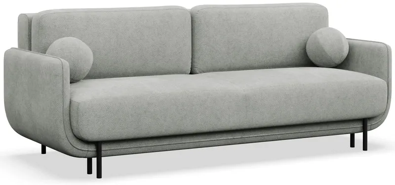 Dreisitziges ausklappbares Sofa Ovals in Hellgrau mit Flechtmuster