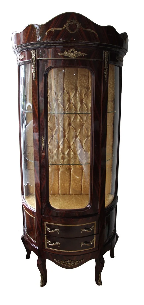 Casa Padrino Barock Vitrine Mahagonibraun 80 x 50 x H 188 cm - Massiver Vitrinenschrank im Antik Stil