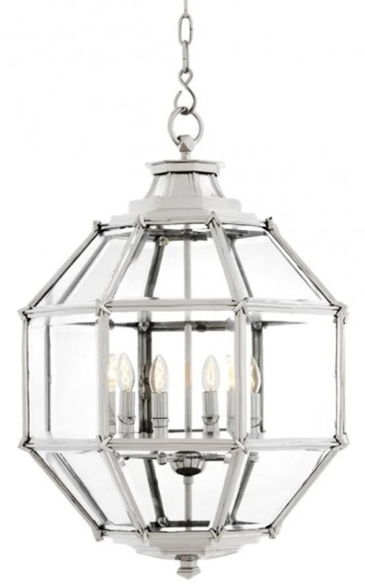 Casa Padrino Luxus Laterne - Luxus Nickel Hängeleuchte, Durchmesser 60 x H 85 cm