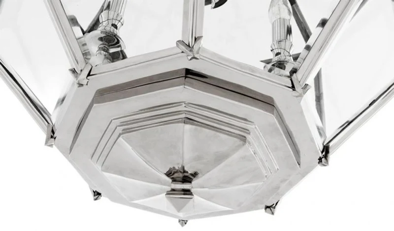 Casa Padrino Luxus Laterne - Luxus Nickel Hängeleuchte, Durchmesser 60 x H 85 cm