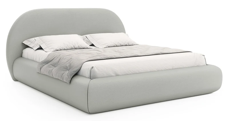 Polsterbett 140x200 cm Buvio mit Stauraum, Metallrahmen, grau-beiger Chenillestoff
